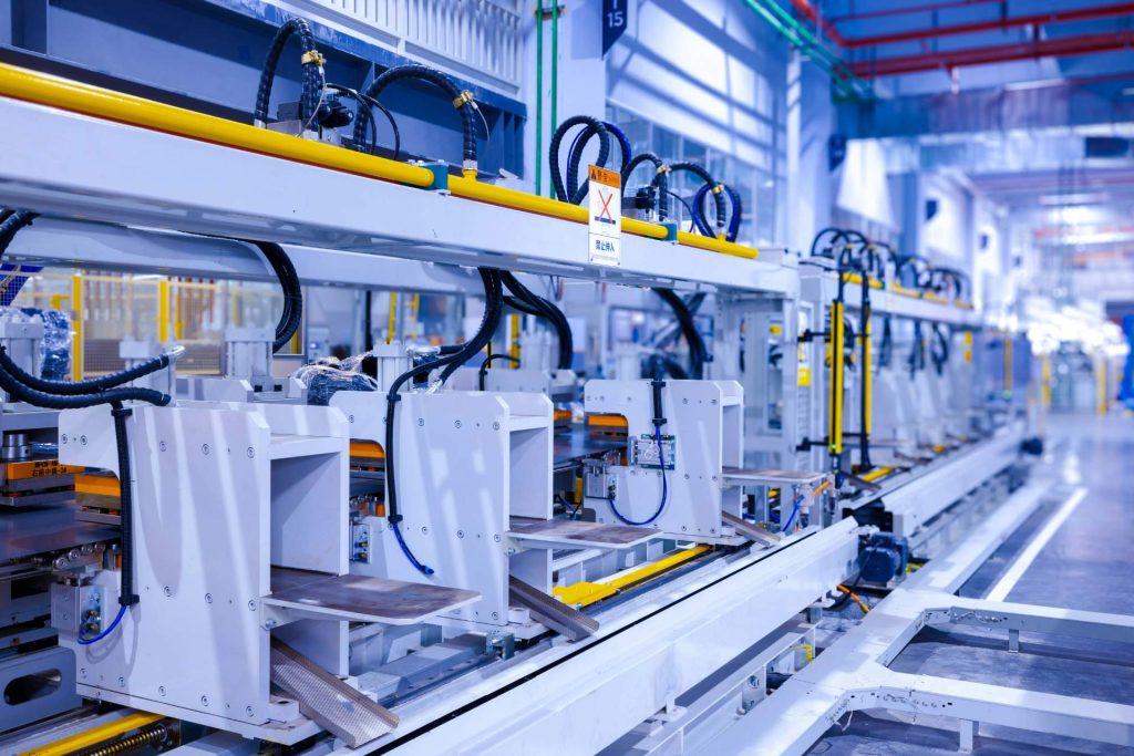 Automated manufacturing machinery in factory